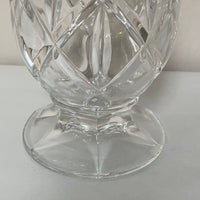 (L) <€€ Heavy Crystal Clear 9” Flower VASE Star Cut Dodecagon Rim Decor