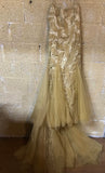 <€€* Womens Sz 10-12 Designor Errol Arendz Gold Ball Gown Jewel Evening Formalwear