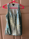 Womens Juniors MOSSIMO Small Green Sheer w/ Sequin Front Tank Top