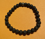 New Black Lava Beads Stretch Beaded Bracelet Silver Spacer for Womens/Teens Yoga