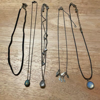 Juniors Set/5 Gold Black Silver Chain Chokers Necklaces Stones 6.5”-8” Boho
