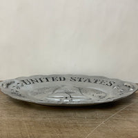 a** Vintage ENESCO Pewter United States of America Liberty Bell Oval Platter Patriotic Decor