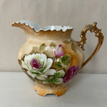 <€€ Vintage LEFTON Porcelain China Pitcher NE3114 Floral Gold Gilt Hand Painted