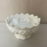 a** Vintage Milk Glass Vase Planter White Pedestal 6 Candle Holder Flower Frog Hobnail