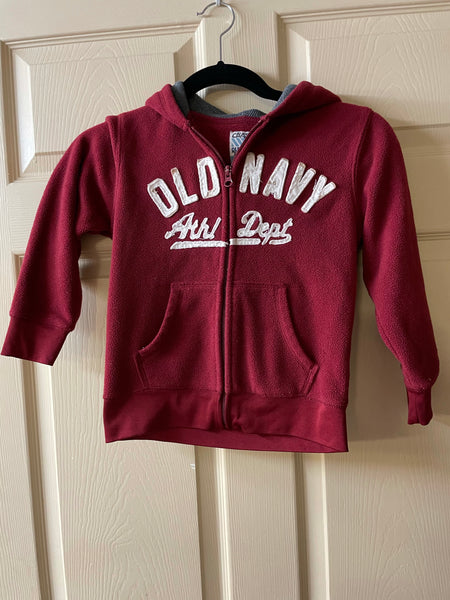 Youth Girls XSmall OLD NAVY Athl Dept Cranberry Colored Zip Up Jacket Hoodie Sweatshirt