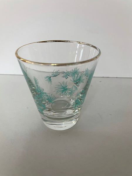 a** Single Vintage MCM Aqua Turquoise Dbl Shot Cordial High Ball Glass Barware