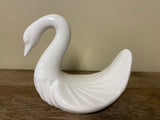 Vintage White Ceramic Swan Figurine