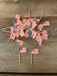 ~ Vintage AMERICANA Lot/31 Flag Appetizers Horderves Serving Themed Toothpicks