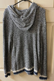 Mens Medium AMERICAN EAGLE Outfitters Gray & White Knit Pullover Hoodie Sweater 1/4 Button