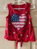 Girls Sz XS 4/5 Tank Tie Up Top Americana Red White Blue Sleeveless