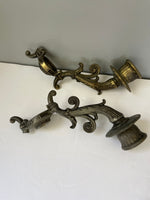 € Pair/Set of 2 Vintage Ornate Cast Metal Antiqued Taper Candelabra Candle Holder Arm Parts Only
