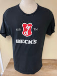 Vintage Womens BECK’s Key Logo Black Shirt Sz Large Cotton