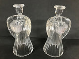 a** Glass CANDLE HOLDER Angel Taper Holiday Christmas Pair Set/2