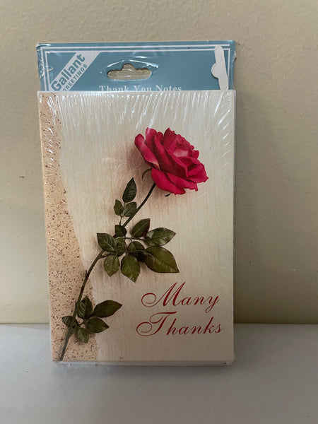 *NEW “MANY THANKS” Red Rose Thank You Notes Cards 8 Cards/Envelopes Blank