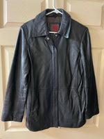 Womens Small B BY BERNARDO Black Genuine Leather Jacket Zip Up