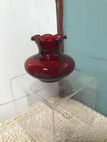 a** Small Vintage Ruby Garnett Red Colored Carnival Glass Flower Bud VASE
