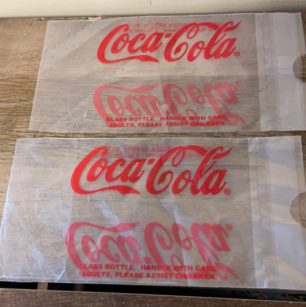 *Pair/Set 2 12” COCA COLA Advertising Plastic Bag for Bottles