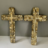 a** Metallic Gold & Silver Tone Art Cross Wall Decor Religious