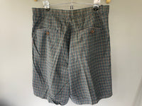 Mens 34” Waist Plaid Shorts BASS & Co.  Green Blue Gold Pockets 100% Cotton