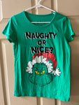 Womens Juniors DR SEUSS GRINCH Naughty or Nice Medium Green Graphic TShirt Top