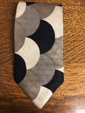 Mens BACHRACH Italy Silk Neckware Tie Necktie Geometric Circles Brown Black Ivory