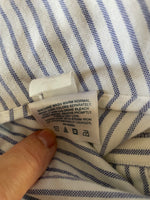 Mens Lands End Cotton/Poly Long Sleeve Button Down Shirt 17-1/2-34 Regular Blue Stripe