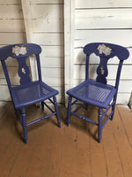 Rattan SEATING Chairs Periwinkle Floral Shabby Chic Cottage  Pair Set/2