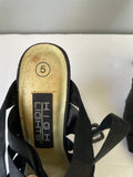 Vintage Womens High Lights Black Satin Sandal High Heel Ankle Strap Size 5M