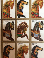 *Vintage COLLECTIBLE Stamp 1994 USA Carousel Horses 32 Cent Scott #2976-2979 FULL SHEET Retired