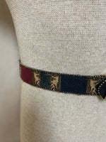 [loc] Vintage Womens Medium 37” Belt Harve Benard Holtzman Multicolor Leather Fabric Gold Buckle