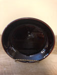a** Vintage Pottery Folk Art 9.25 Dark Brown Glazed  Bowl Soufflé