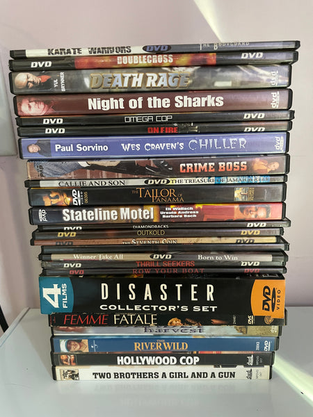 Lot/25 Movie DVDs Action Thriller/ Mystery Adventure Mob Crime Disaster Suspense Murder