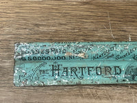 Vintage The Hartford Fire Ins Co Green 9” Ruler  Metal