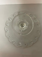 €€ Vintage Indiana Glass Teardrop Cake Stand Pedestal Footed Plate Clear 10.5”x5”