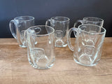 a** Vintage Set/5 Apothecary Pharmacy RX Barware Beer Mugs Pressed Logo MCM