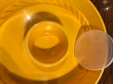 a* Vintage MCM Coca Cola Divided Chip Snack Dip Serving Bowl with Lids Yellow Packerware