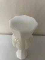a** Vintage Milk Glass Bud Vase White 9” Ribbed Bubble