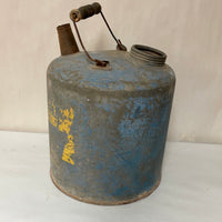 € Vintage Eagle Mfg Co. 2 Gallon Utility Gas Can Blue & Yellow Wood Handle No Caps