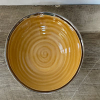 a** MESA Home Products Gold w/ Brown Rim Glazed Stoneware 8” Bowl Pottery