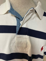 Mens RALPH  LAUREN Custom Fit POLO Cotton Short Sleeve Shirt XL Blue Stripe