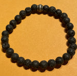 New Black Lava Beads Stretch Beaded Bracelet Silver Spacer for Womens/Teens Yoga