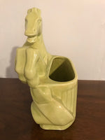 a*€ Vintage PLANTER Stanford Pottery Art Deco Rearing Horse Lime Green MCM