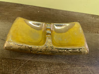 Vintage 24k Gold Gilt Ceramic Rectangle Ashtray USA