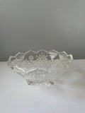 a** Vintage MIKASA Holiday Classics 6” Footed Bowl Clear with Snowflake Cut Design In Box