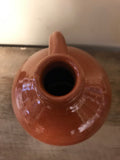 €a** Vintage Brown Glazed 10.5” Pottery Jug Finger Loop Handle