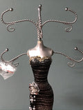 € New Silver and Black Glitter Jeweled Beaded Figurine Jewelry Organizer Holder