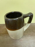 a** Rustic Two-Tone Brown Glazed Stoneware 4.5” H Pottery Mug Planter Decor Chipped