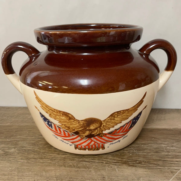 *Vintage McCOY Bean Pot Natl Gallery Spirit of ‘76 Carved Wooden Eagle #342 Planter