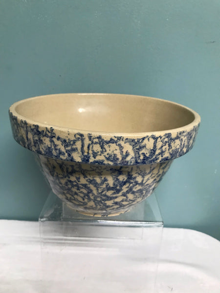 R. R. P. Co. Pottery 7.5” Bowl Blue Spongeware Splatterware Country Farmhouse