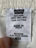 Mens 33” Waist Plaid Shorts LEVI’S Gray Black Tan Snap Pockets 100% Cotton